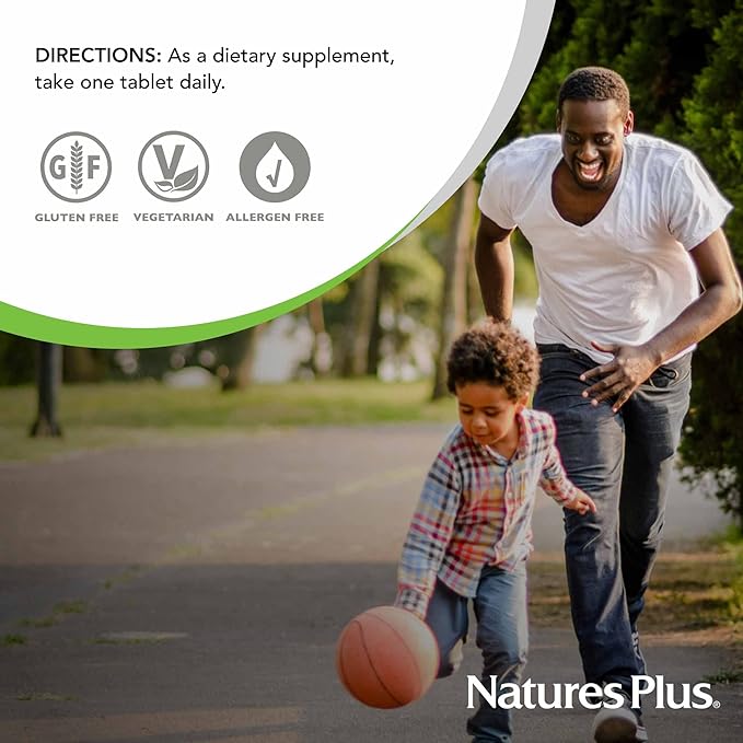Natures Plus Vitamin B2 (Riboflavin) - 250 mg, 60 Vegetarian Tablets, Sustained Release - Natural Energy & Metabolism Booster, Promotes Overall Health - Gluten-Free - 60 Servings