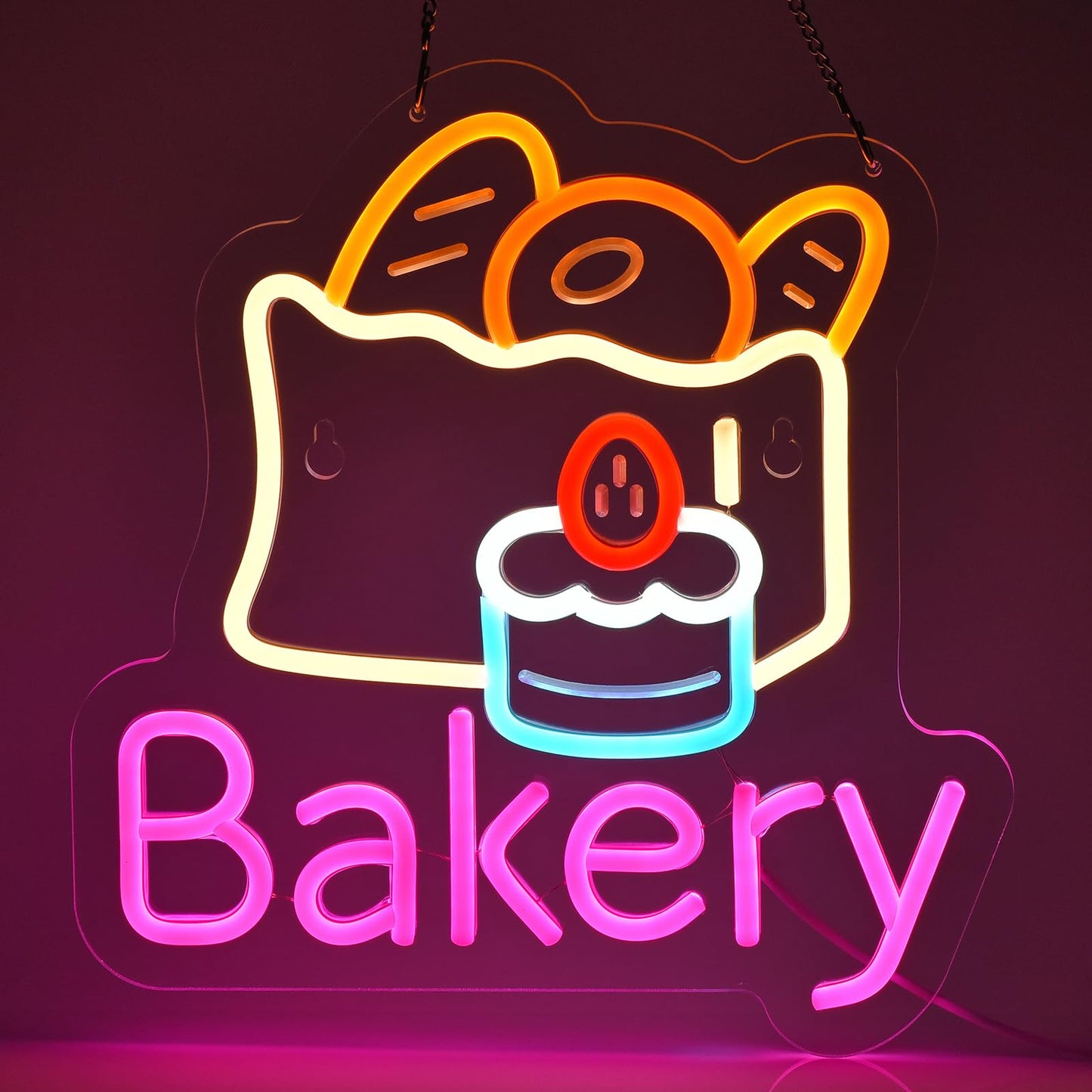 Jomobuty Bakery Neon Sign For Wall Decor Led Light Up Sign Kitchen Baking Dessert Shop Restaurant Business Signage Cake Food Shop Cafe Birthday Party 12.6 X 11.8 Led Art Hanging Decorative Gifts