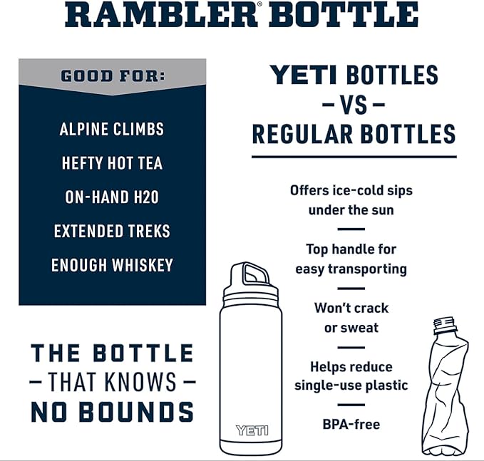 YETI Rambler 26 oz Bottle, Vacuum Insulated, Leakproof, Stainless Steel with Chug Cap