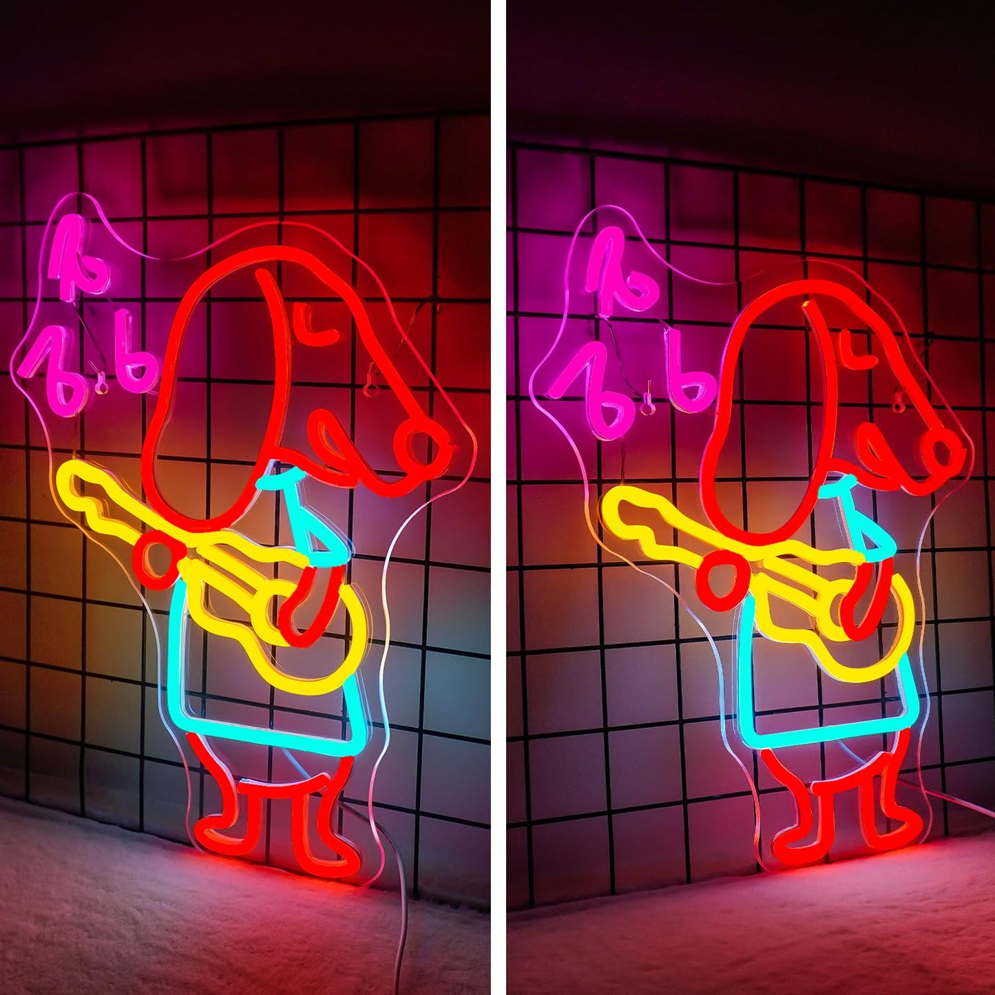 Guitar Dachshund Dog Neon Sign Dimmable Neon Signs For Wall Decor Dogs Neon Light Dachshund Usb Led Sign For Pet Shop Bedroom Party Decor  Dachshund Dog Gifts