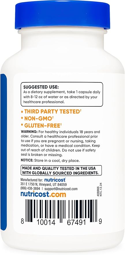 Nutricost Pantothenic Acid (Vitamin B5) 500mg, 120 Capsules