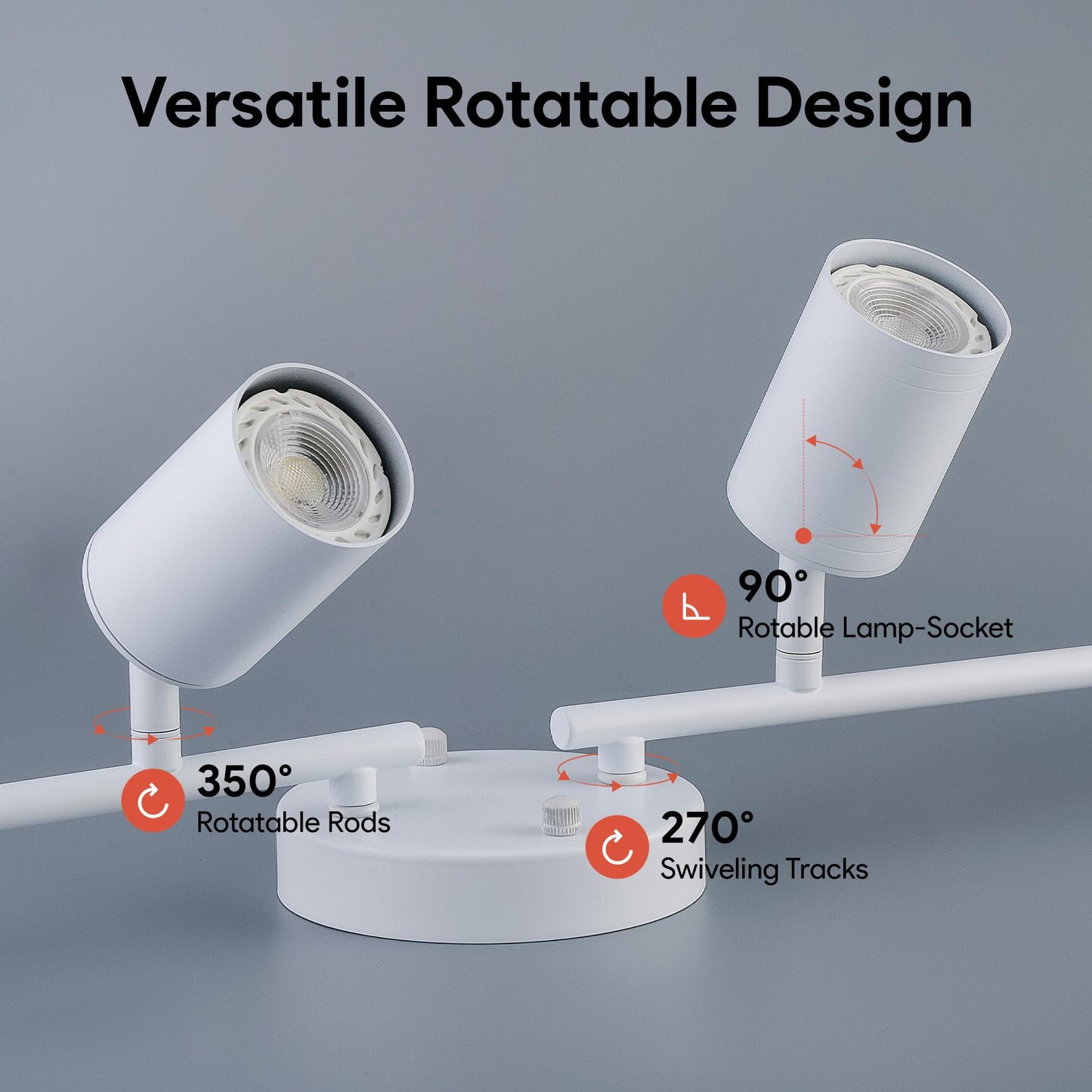 Vonluce 4 Light Track Light Fixture  Led Track Lighting Kit With Rotatable Track Heads  3-Color Gu10 Bulbs Included  Modern Ceiling Spotlight For Kitchen Office Closet Studio Bedroom  White