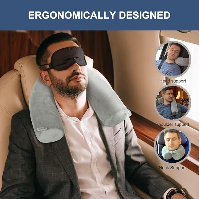 Memory Foam Travel Pillow, Twistable Design, Velvet Cover, Removable, Machine Washable, 66*9.6cm, Grey, 16543350