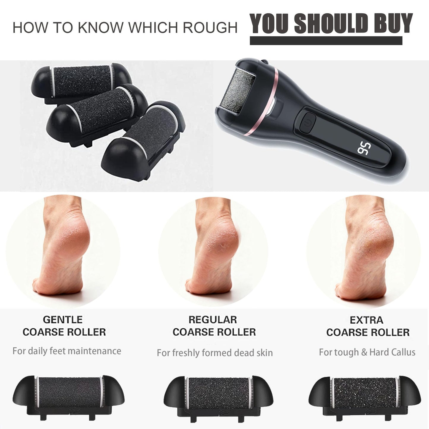 12 Pack Replacement Refill Rollers for Electric Foot File Callus Remover Pedicure Kit Tools Grinding Roller Head for Hard Callus