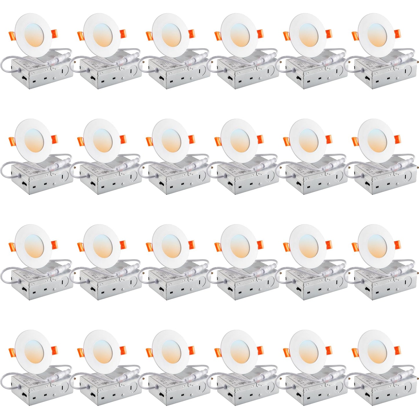 Dllt Led Recessed Ceiling Light: 24 Pack 3 Inch Slim Recessed Lighting For Kitchen - 5Cct Dimmable Canless Wafer Downlight For Living Room - 1200Lm Brightness 12W Led Can Lights For Bedroom Etl Fcc