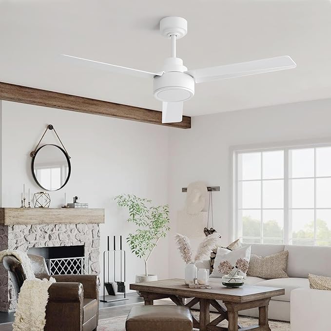 NicBex Ceiling Fan 52 Inch Ceiling Fan Without Light Ceiling Fans with 3 ABS Blades and Remote Control Reversible DC Motor Ceiling Fan for Bedroom, Living Room, White