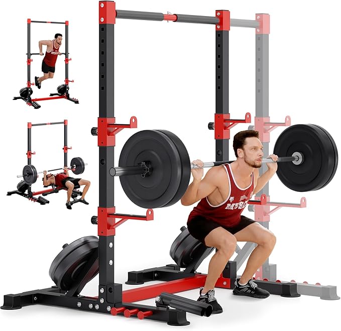 YOLEO Smith Machine & Squat Rack Combo, Multi-Functional Power Racks with Adjustable Width & Pull-Up Bar, Cable Crossover ...
