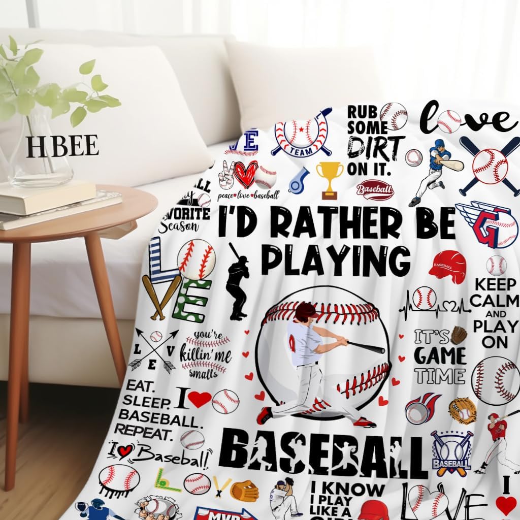 Baseball Blanket Gifts for Boys Men Baseball Theme Gifts Stuff Bedding Soft Cozy Flannel Throw Blankets for Girls Women Baseballs Lovers Fan Team Kids Adults 50"X40"