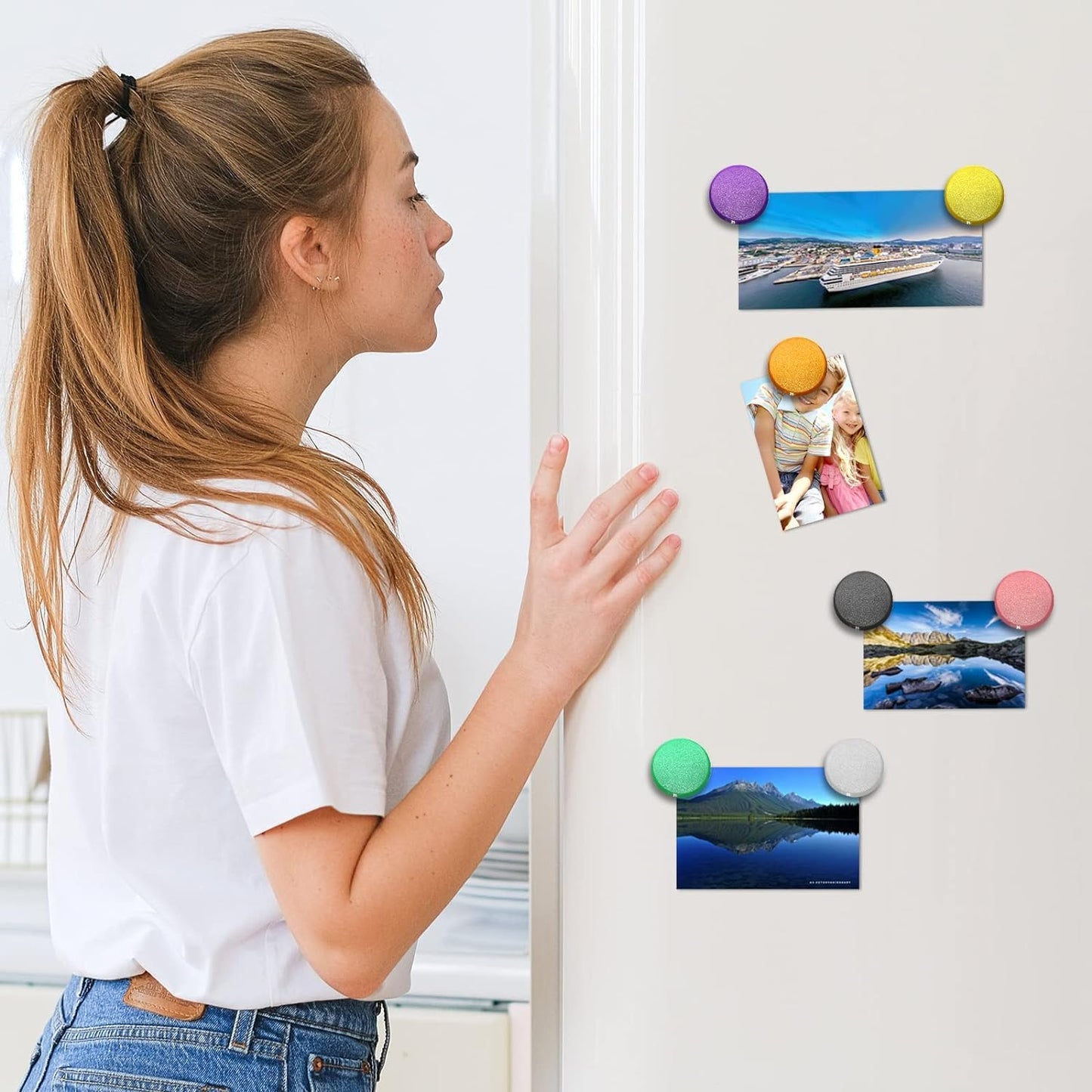 Qualsen Fridge Magnet, 50 Pack Cute Magnets for Whiteboard, Refrigerator, Locker, Office, Classroom, Kitchen (Blue)