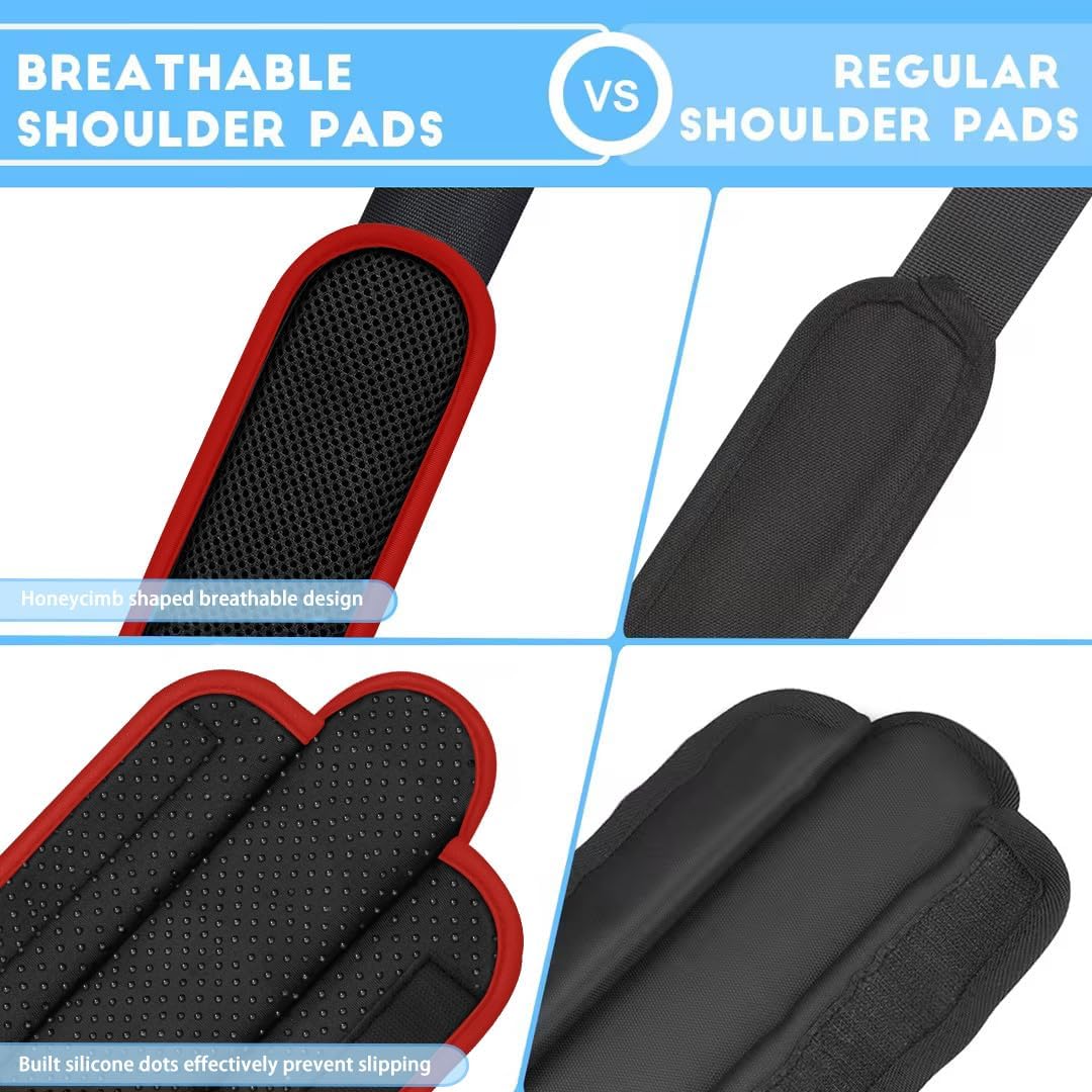ZINZ 2-Pack Universal Shoulder Pad with Ultra thick Cushion for Bag Luggage Bag Crossbody, Plus Long & Anti-Slip & Breathable,Black-Wine edge-2Pack