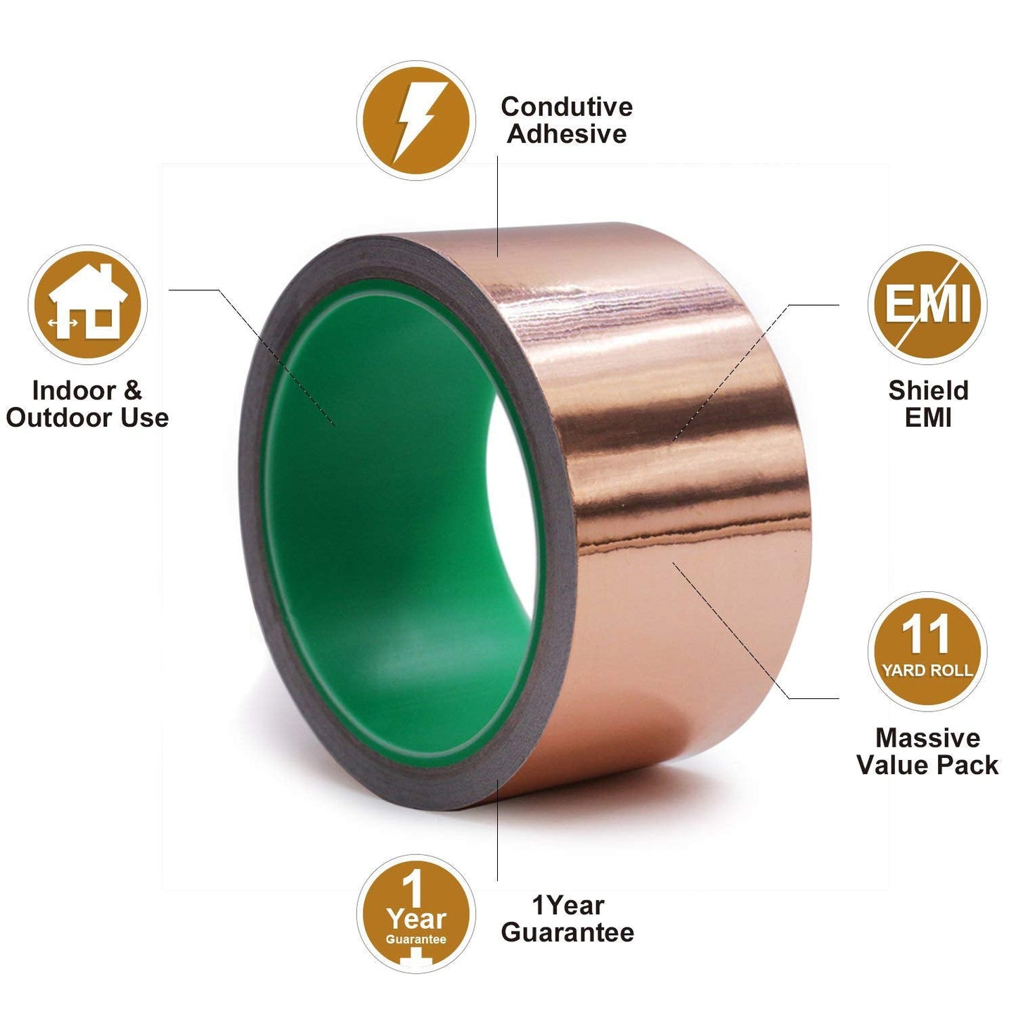 LOVIMAG Copper Tape, Copper Foil Tape (2inch X 33 FT) Metal Conductive Adhesive for Slugs Guitar and EMI Shielding, Crafts, Electrical Repairs, Grounding