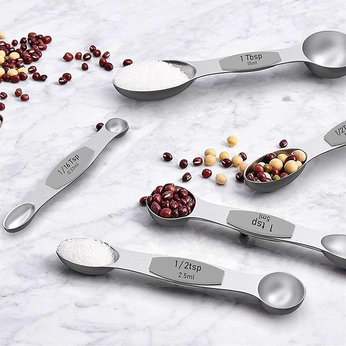 Measuring Cups and Magnetic Measuring Spoons Set, Wildone Stainless Steel 7 Measuring Cups, 8 Double Sided Stackable Magnetic Measuring Spoons, 1 Leveler & 5 Mini Spoons - 21 Piece