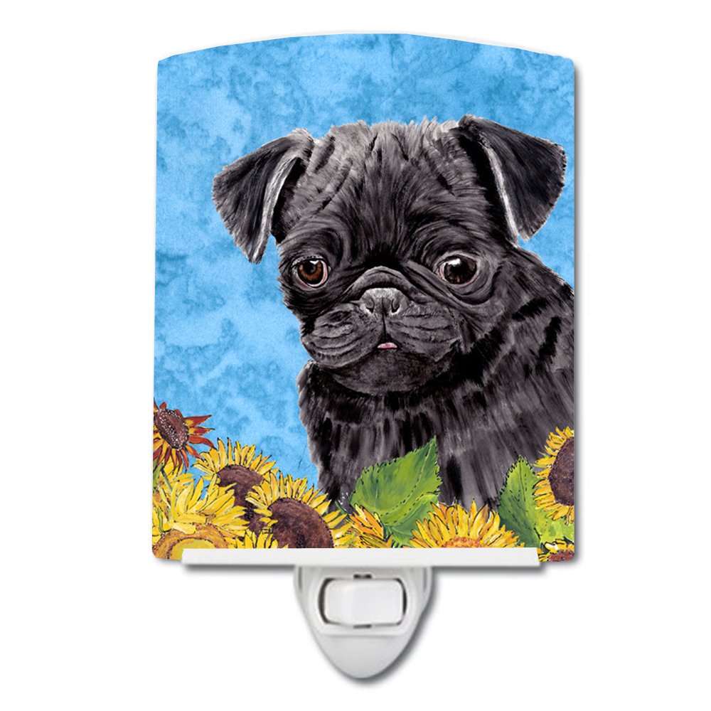 CarolineS Treasures Pug Ceramic Night Light, 6X4X3, Ul-Certified, Ideal For Bedroom, Bathroom, Multicolor, Model Sc9062Cnl