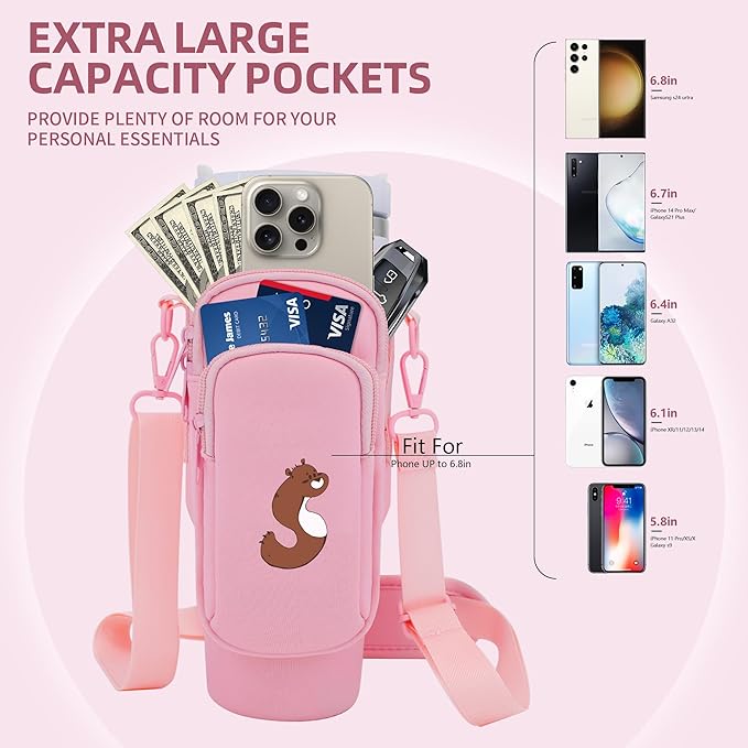Water Bottle Carrier Bag for Stanley Cup Accessories, for Stanley Tumbler 40 Oz with Handle Holder Bag with Strap Neoprene Bollus with Straw, Straw Cover, Carabiner (Off White)