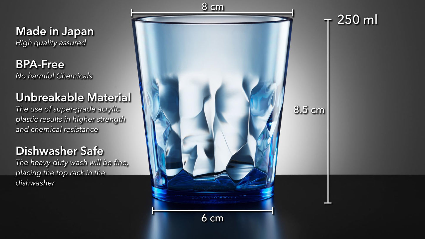 SCANDINOVIA - 8 oz Unbreakable Premium Juice Glasses Kid Cups- Set of 4 - Super Grade Acrylic Plastic Tumbler Cups - Perfect for Gifts - BPA Free - Dishwasher Safe - Stackable - Reusable