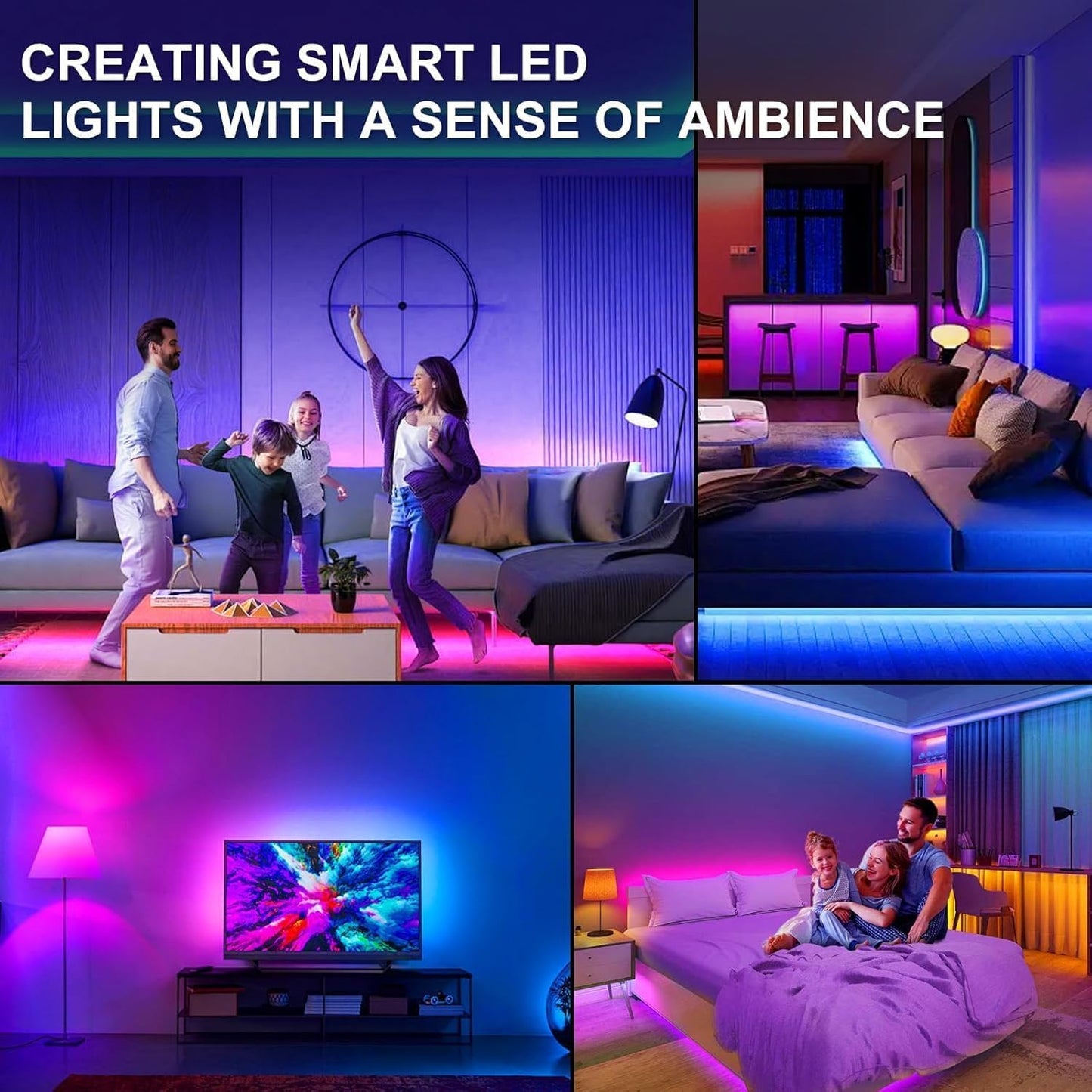 TK99SW LED Strip Lights, 65ft RGB Music Sync, Bluetooth App & Remote Control, USB-Powered, Vinyl Material