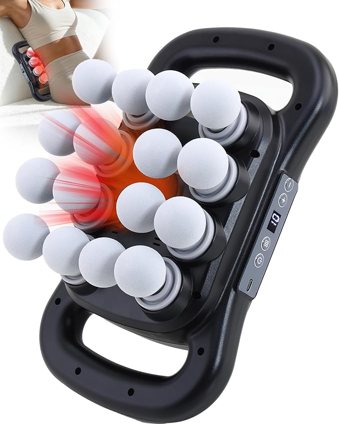 UFFAE 16-Head Massage Gun, Deep Tissue Percussion Massager with 9 Modes & 9 Intensities, 2600mAh Battery Back Bassager for...