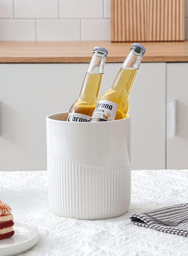 Onniyor Ceramic Kitchen Utensil Holder, 7" Large Stable Utensil Crock, Cooking Utensil Organizer for Counter, Kitchen Decor, spoon holder for countertop, Dishwasher Safe, White