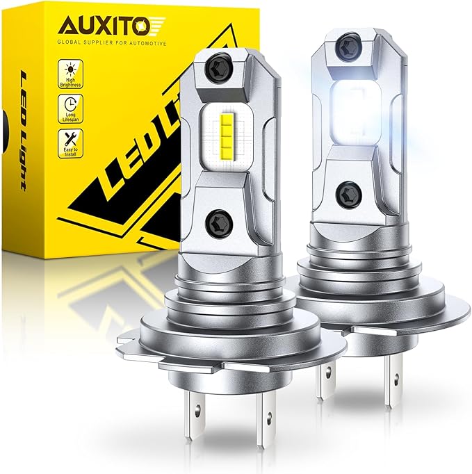 AUXITO H7 LED Bulbs, 500％ Brighter 6500K White, 1:1 Mini Size No Adapter Required Easy install, H7ll Fanless LED Kit Fog L...