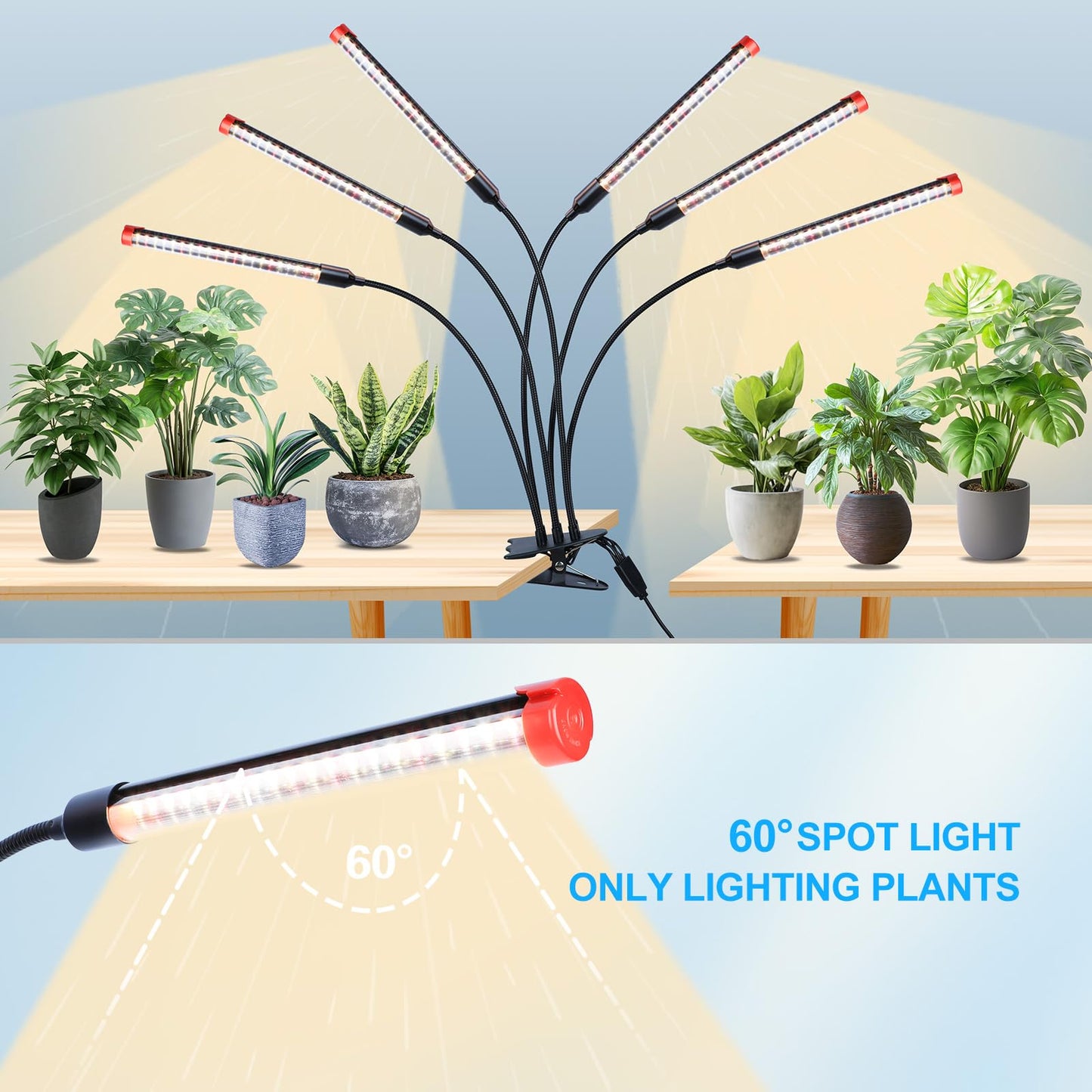 Gamechanger! 54W  Not 15W  6Head Strong Clip Grow Lights For Indoor Plants With Timer  Best Gift For Plants Lover  Led Plant Growing Lamp For Houseplants  Bonsai  Seed Starting  Seedlings  Veg  Flower