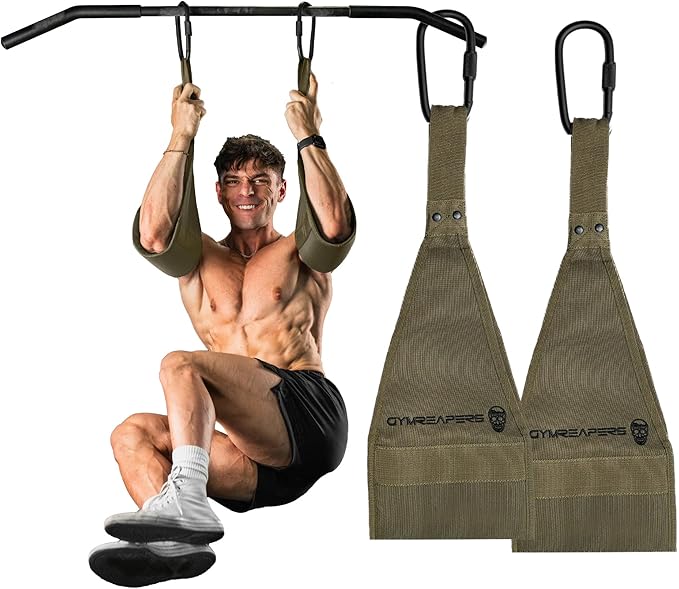 Gymreapers Hanging Ab Straps for Pull-Up Bar — Hang Bar Assist Strap & Strength Workout Exercise Equipment, Padded Adjusta...