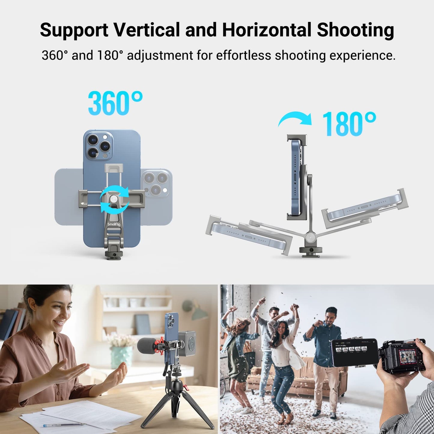 Smallrig Multifunctional Universal Cell Phone Mount Adapter, Phone Tripod Mount With Cold Shoe, Phone Holder For Iphone 16 15 14