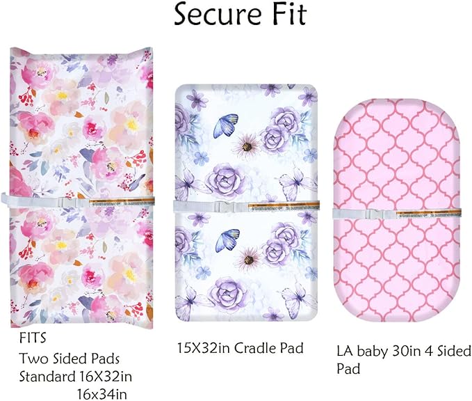 AMROSE 3 Pack Changing Pad Covers, 32" x 16" Ultra Soft Microfiber Diaper Change Table Sheets for Baby Girls, Happy Garden