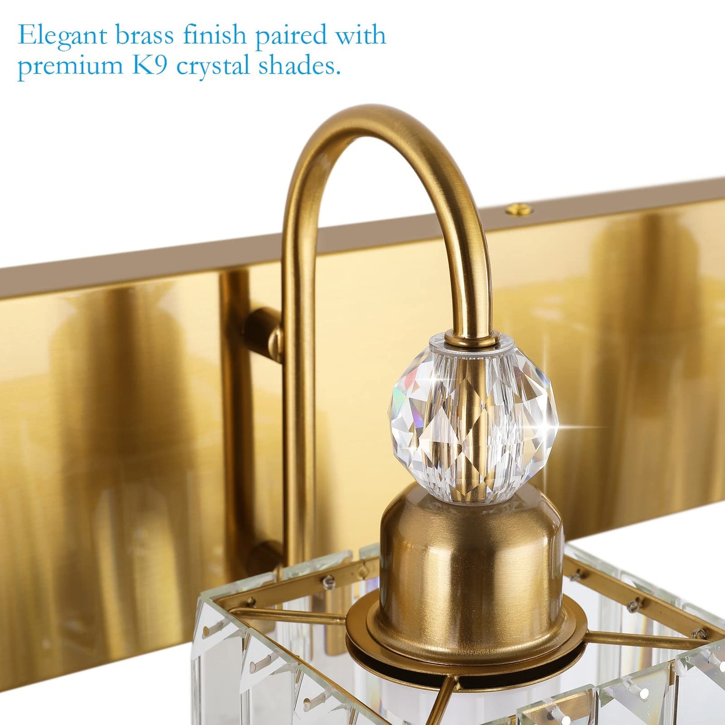Ralbay Modern Gold Vanity Lights - 6-Light Gold Crystal Bathroom Vanity Lights Over Long Mirror