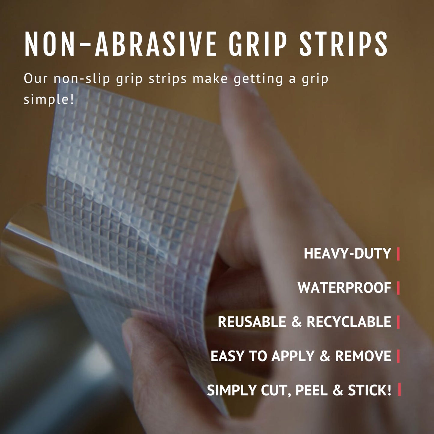 CATTONGUE GRIPS 2” Non-Abrasive Grip Tape Strips - Heavy-Duty, Waterproof Anti-Slip Tape for Furniture, Bathtubs, Frames, Gaming & More - Indoor & Outdoor Anti-Slip Solution (Black)