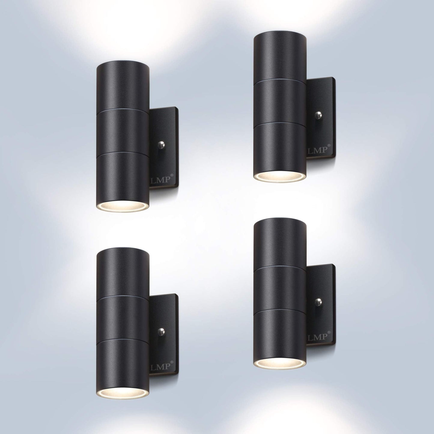 LMP Modern Outdoor Wall Light, Black Aluminum Finish, 4 Pack, Model ZY-B1005BLACK4