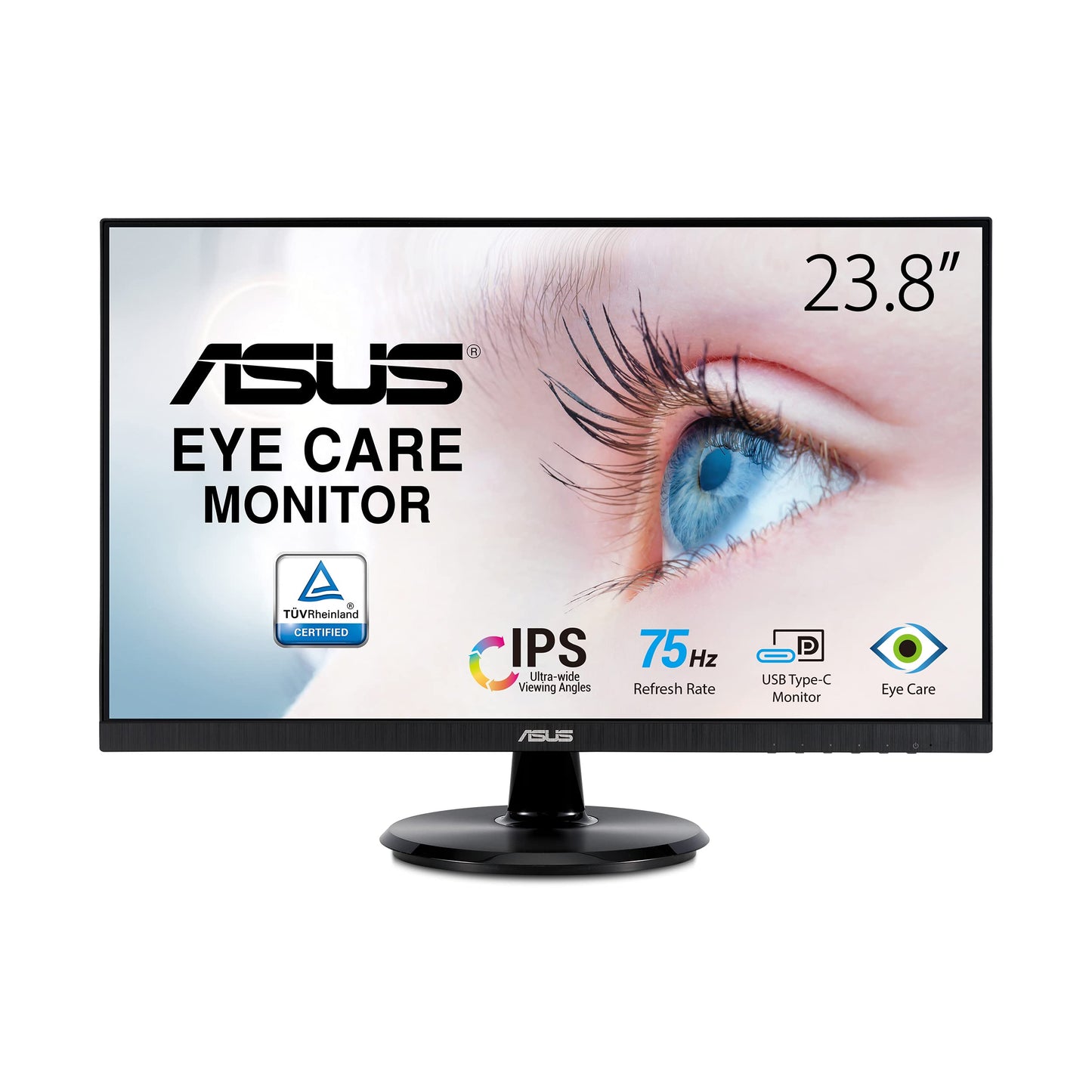 ASUS 23.8    1080P Monitor (VA24DCP) - Full HD, IPS, 75Hz, USB-C 65W Power Delivery, Speakers, Adaptive-Sync/FreeSync, Low Blue