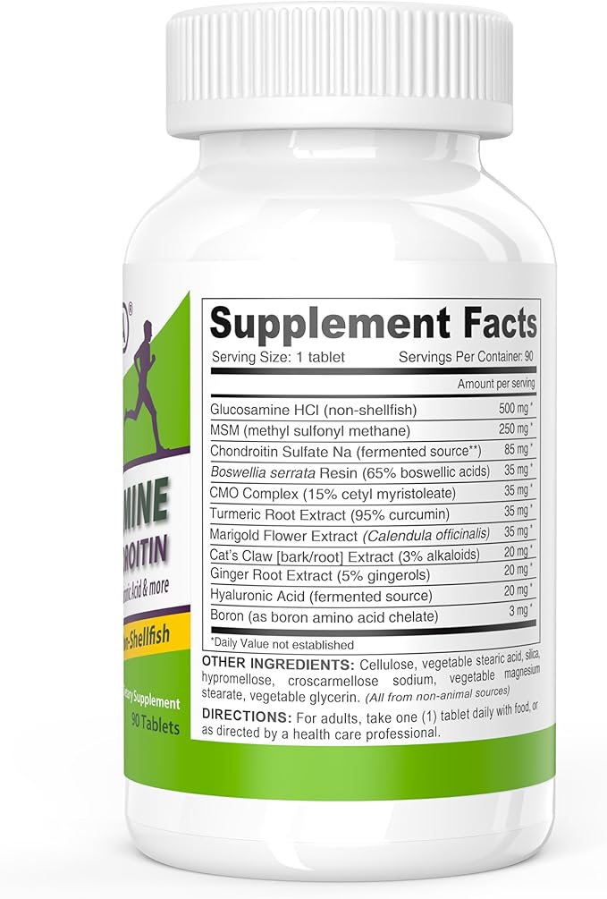 DEVA Vegan Glucosamine MSM & Chondroitin + Turmeric, CMO, Boswellia, Hyaluronic Acid & More, Improved Non-Animal Formula, 90 Tablets (Pack of 2)