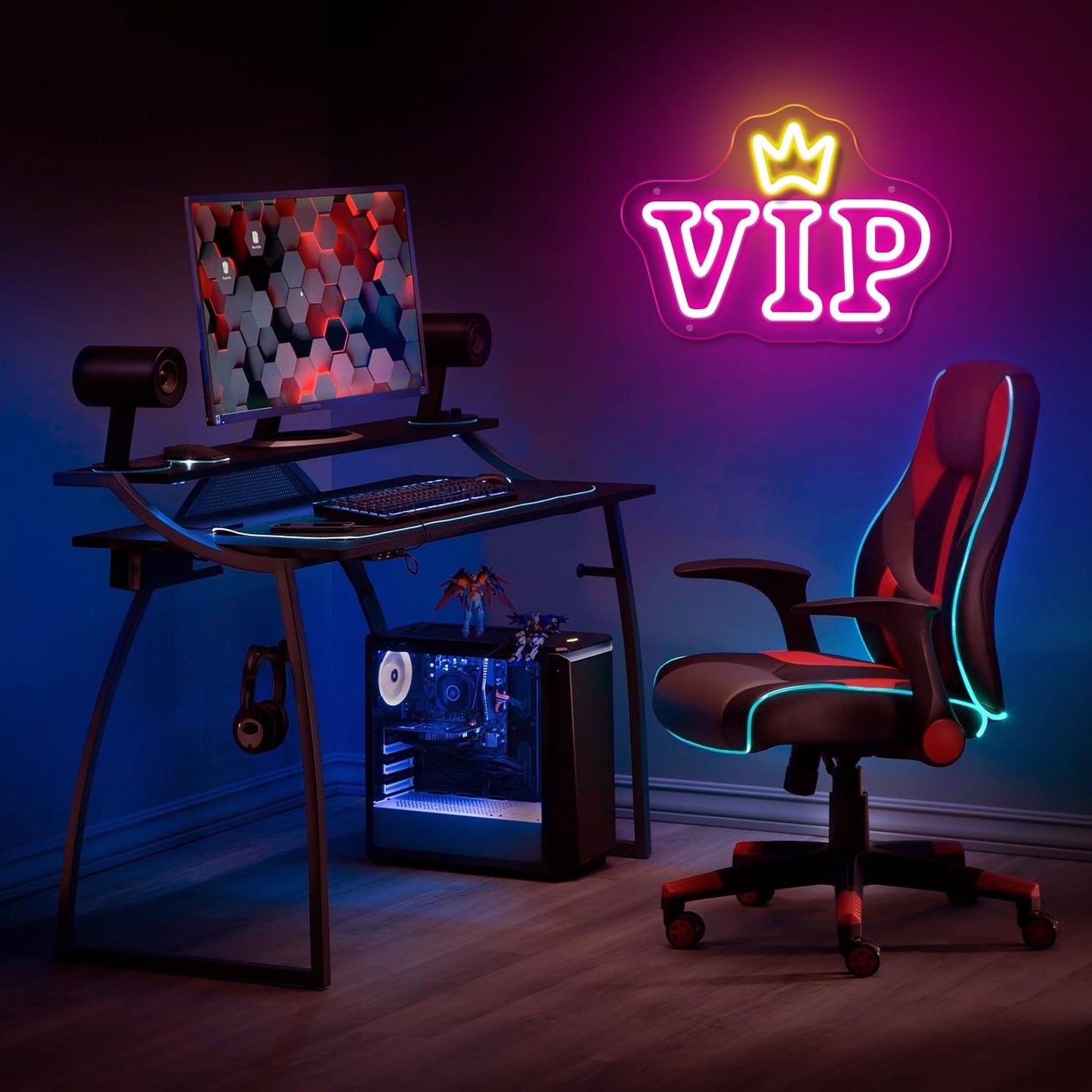 Hdjsign Vip Neon Sign Vip Lounge Neon Light For Wall Decor Usb Powered Letter Vip Crown Light Up Signs Bar Pub Club Hotel Beauty Room Game Room Decor Birthday Gift (12X8.62)
