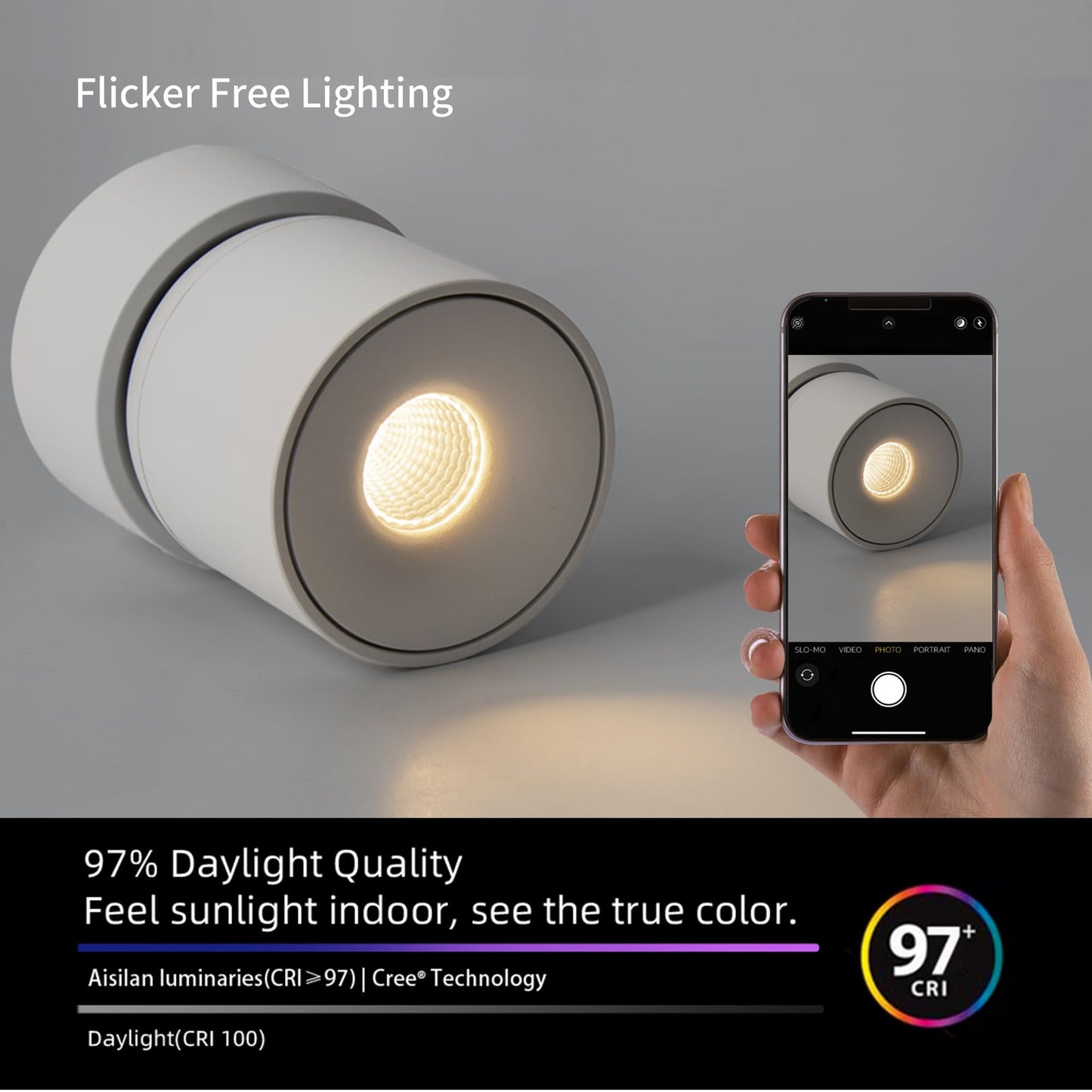 Aisilan Dimmable Ceiling Spotlight  Modern Led Wired Spotlight Indoor 15W Spot Light 350 Directional Lighting  Wall Spot Lights For Picture Panting Living Room Bedroom  3000K Cri 97  White