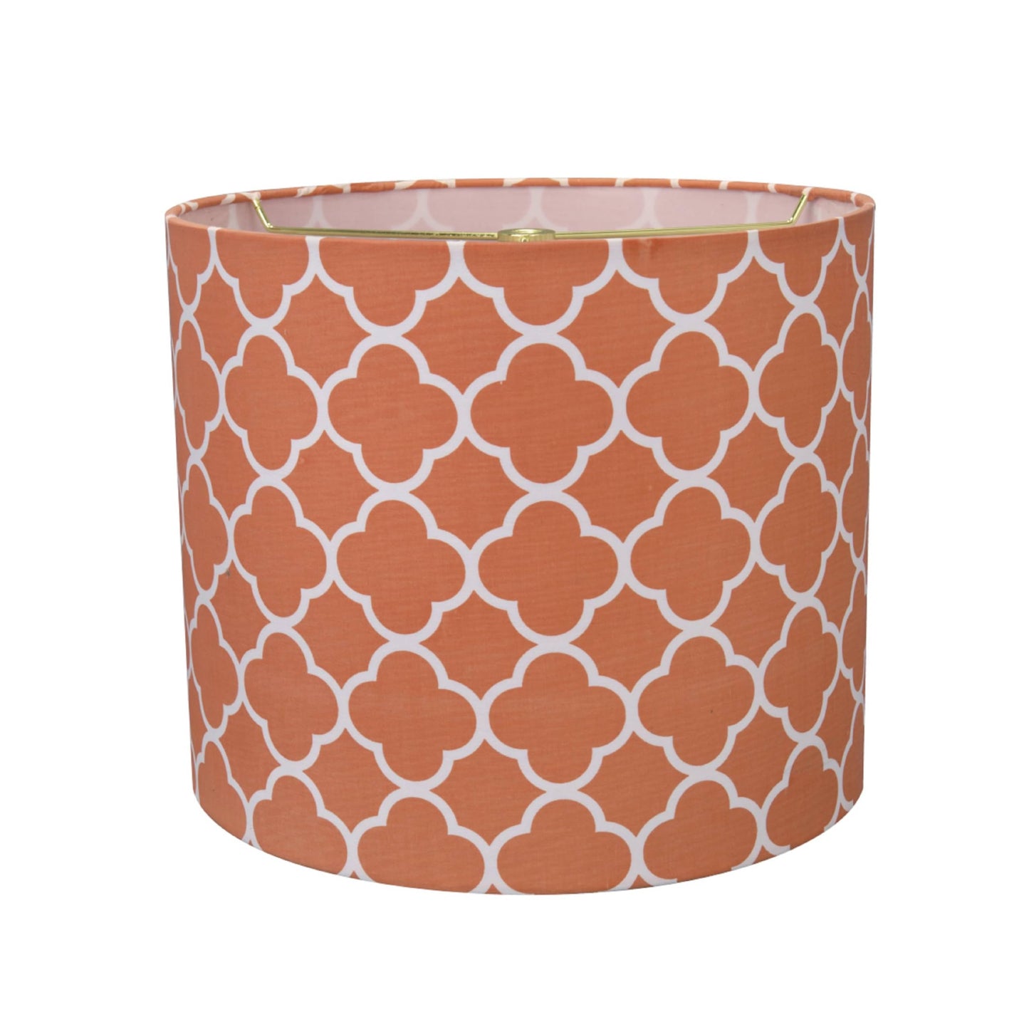 Aspen Creative Drum Lamp Shade, Orange Printed Fabric, 12in Wide, Model 31096
