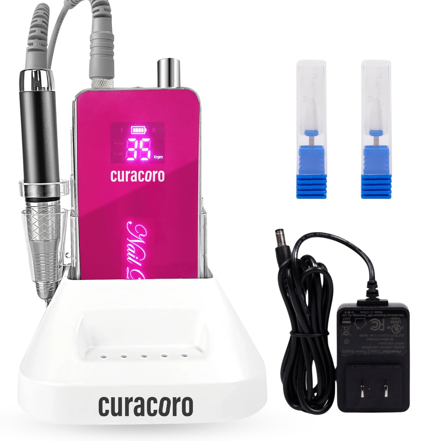 Curacoro Nail Drill 35000RPM Professional Brushless Electric Nail Drill Machine - Nail Efile for Acrylic Gel Nails, Low Noise Lo