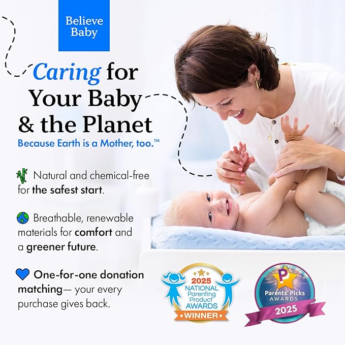 Believe Diapers Size 4 (22-37 Lbs) Viscose Bamboo Diapers 35 Count – Natural Baby Diaper, Chemical Free and Fragrance Free Natural Diaper for Sensitive Skin, Super Absorbent with Leak Protection