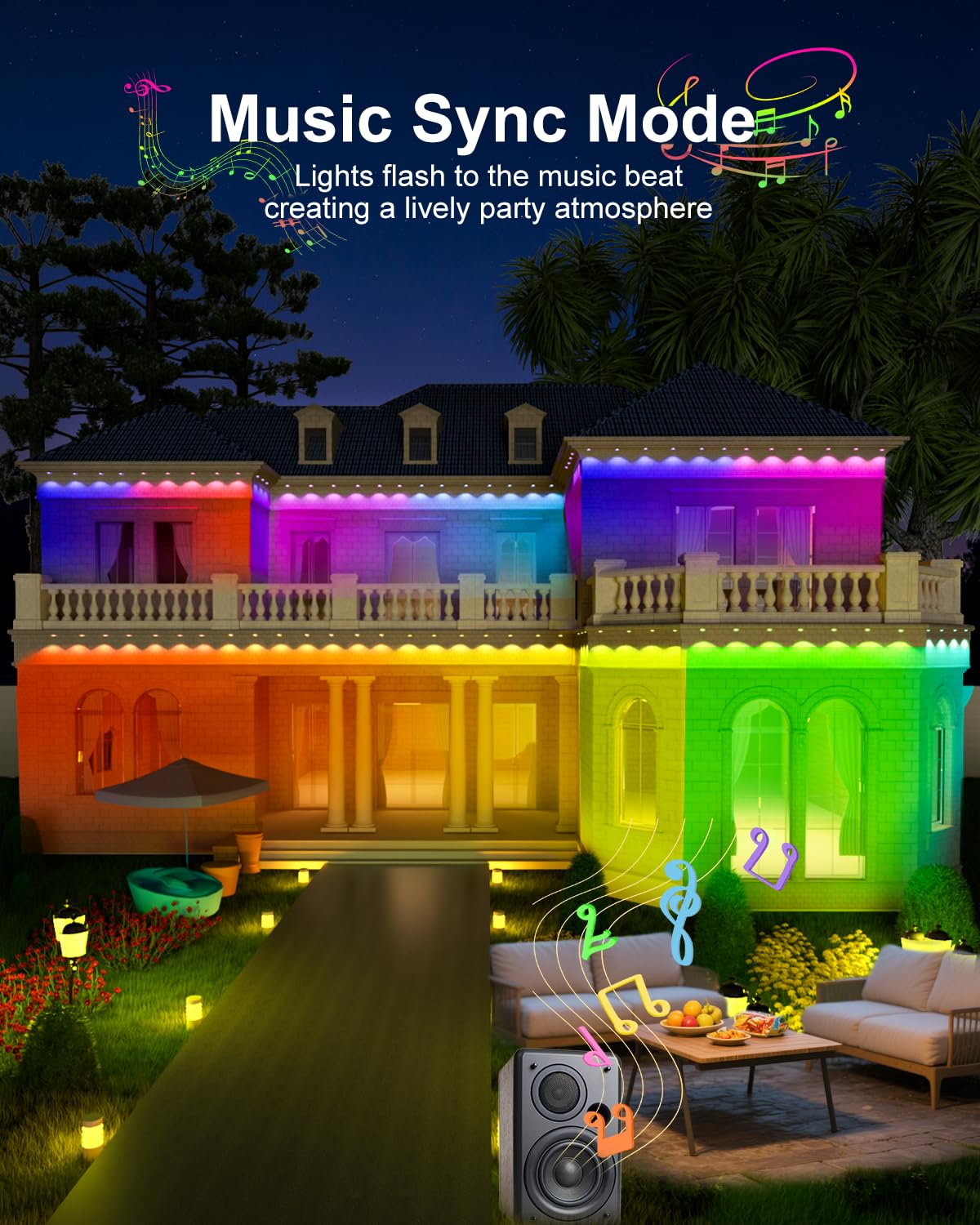 Tropwellhouse Permanent Outdoor Light Pro  200Ft With 144 Rgb+Ic Led Lights  90 Scene Modes  Ai Light Design  Ip67 Waterproof For Halloween Christmas Decor And Daily Lighting  Work With Alexa  Google