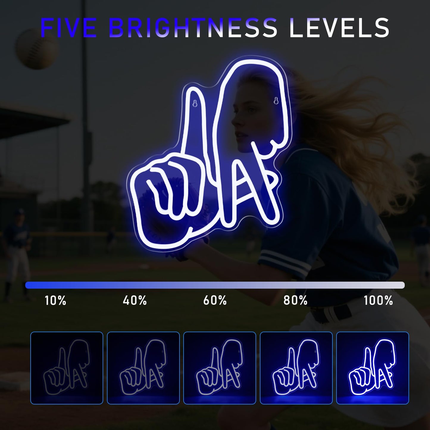 La Baseball Neon Sign Dimmable Gesture Los Angeles Neon Lights For Man Cave Baseball Team Logo Led Sign For Wall Decor Bedroom Party Birthday Christmas Gift Fans