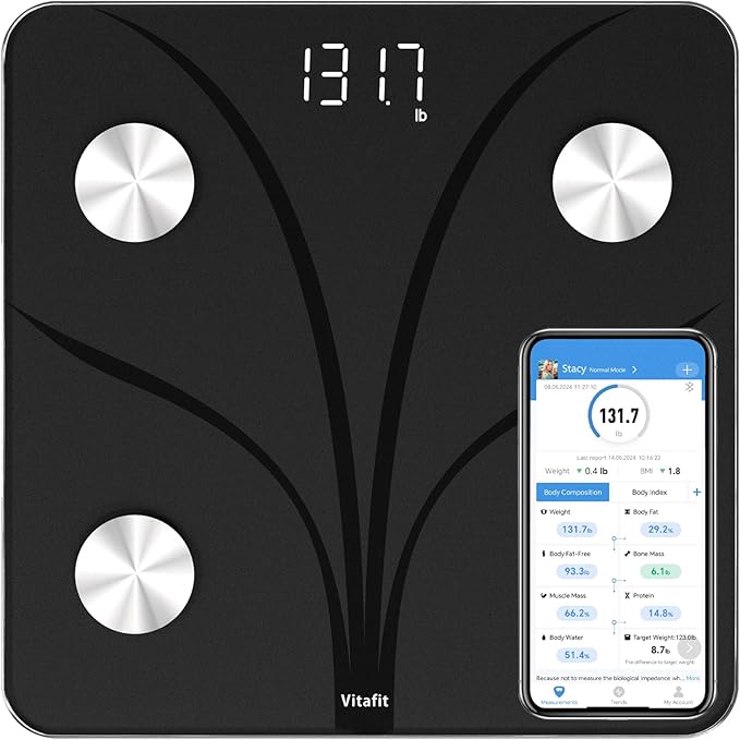 Vitafit Smart Bathroom Scale for Body Weight, Weight Scale Professional Factory Since 2001, App Sync 13 Body Composition A...