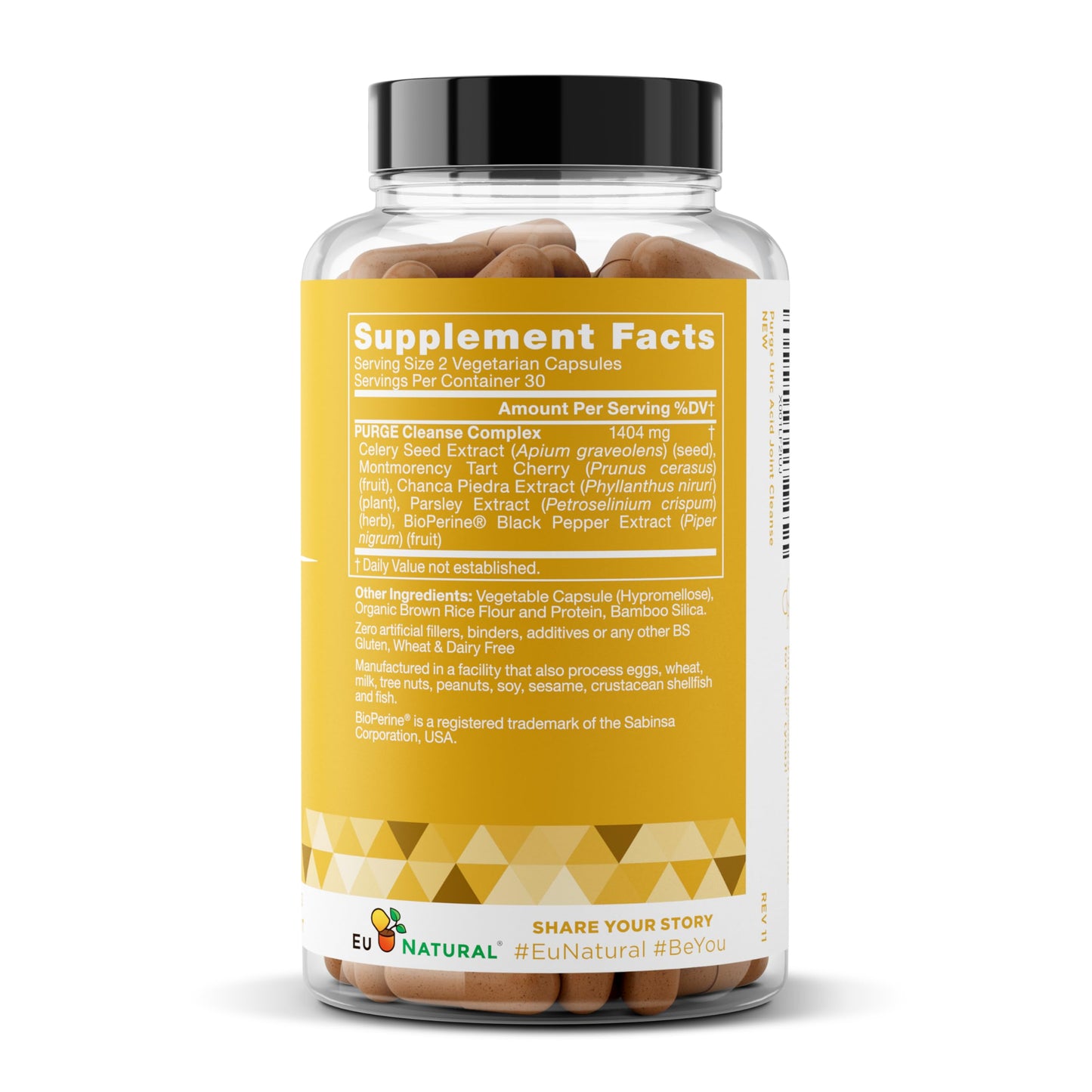 Eu Natural Purge Uric Acid Flush - Eat & Drink What You Want - Uric Acid Support for Joints & Mobility with Celery Seed, Tart Cherry & Chanca Piedra - 60 Vegetarian Capsules