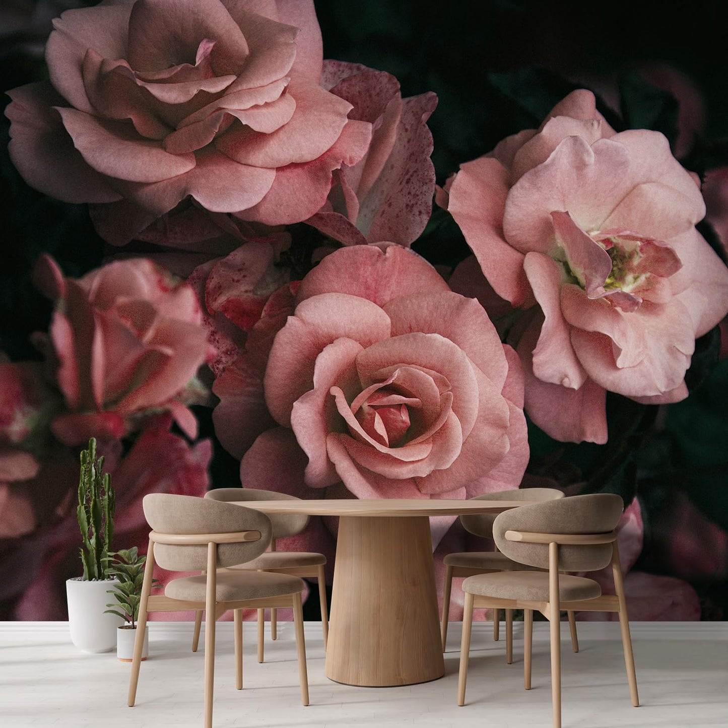 wall26 Wall Sticker/Wall Mural Dark Rose Flower Blossoms Nature Wilderness, Not Peel and Stick, Non-Woven Wallpaper Decorative for Bedroom, Living Room, Office - 120x144 inches