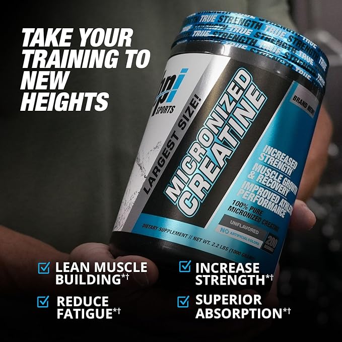 BPI Sports Micronized Creatine - Increase Strength - Reduce Fatigue - Lean Muscle Building - 100% Pure Creatine - Better Absorption - Supports Muscle Growth - Unflavored (200 Servings)