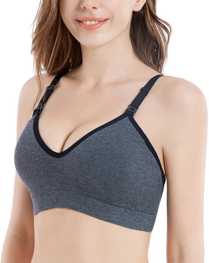 Suekaphin Nursing Bra 5pack Wireless V Neck Maternity Nursing Bra Bralette Low Cut Sleeping Breastfeeding with Extenders