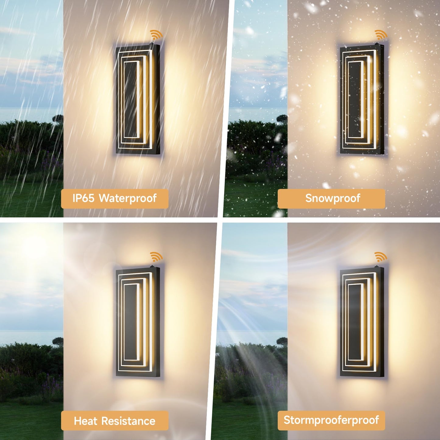 ZSMAIKU Outdoor Wall Light Fixture, 36W LED, 23.6IN Waterproof Sconce, Modern Black Design, Model MK-108-GY60H-3C-1