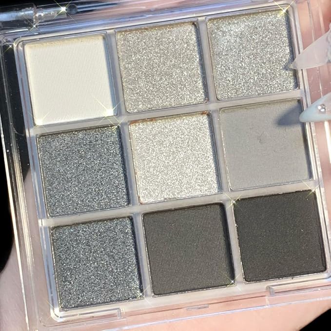 9 Colors Black Eyeshadow Palette - Dark Punk Smoky Eyeshadow Theme, High Pigmented Blendable Matte & Glitter Shimmer Finishes, Long Lasting Eye Makeup for Christmas & Music Festivals(Dark Punk Smoky)