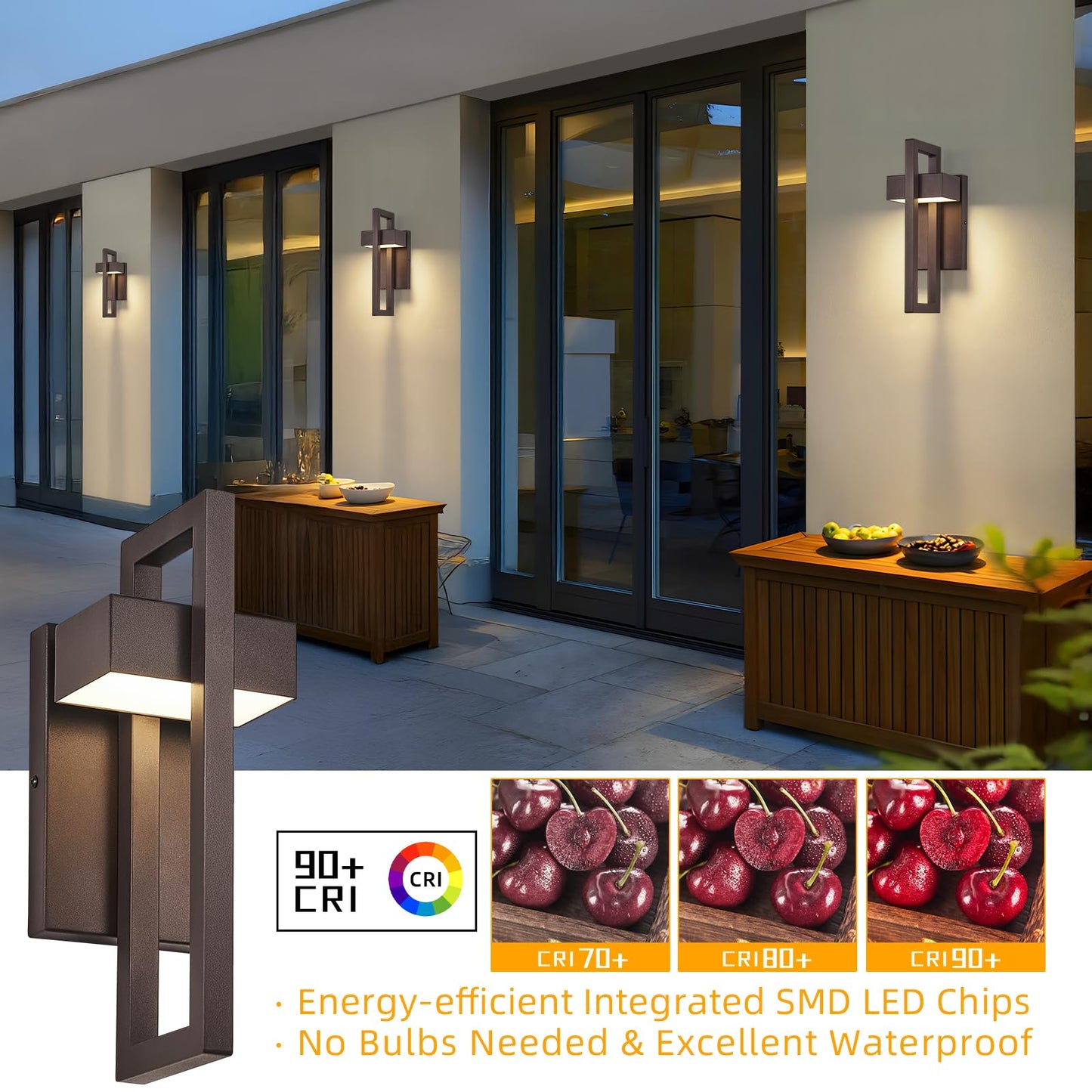 Tewei Modern Led Outdoor Wall Sconce Brown Outdoor Lights For House  13.7 Led Exterior Lighting Fixtures Outside Wall Mount Lights For Front Porch Hallway  Warm White 3000K  1 Pack