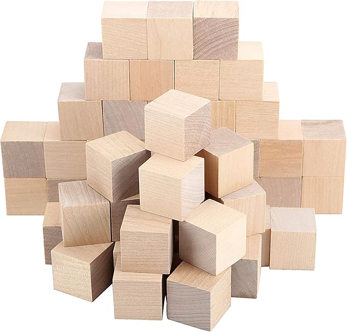 ZOENHOU 100 PCS 1 Inch Wooden Blocks, Premium Natural Solid Wood Cube Unfinished Wooden Block Set for Painting Decorating Crafting DIY Projects