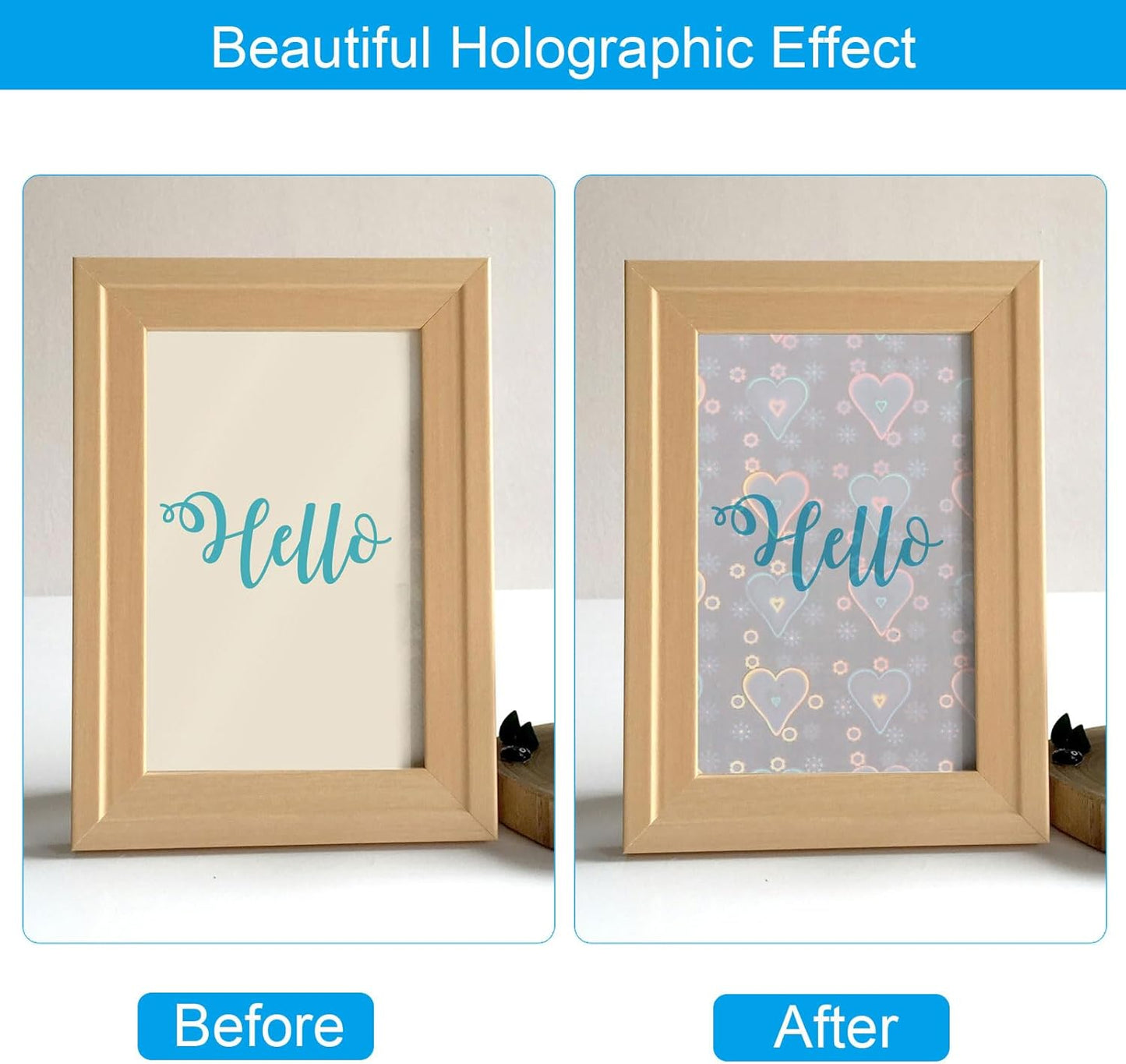 PATIKIL 11.7x8.3" Holographic Sticker Paper, 20Sheets A4 Polypropylene Self-Adhesive Transparent Waterproof Laminate Overlay Film for Photo Cards Scrapbook Decorations, Heart