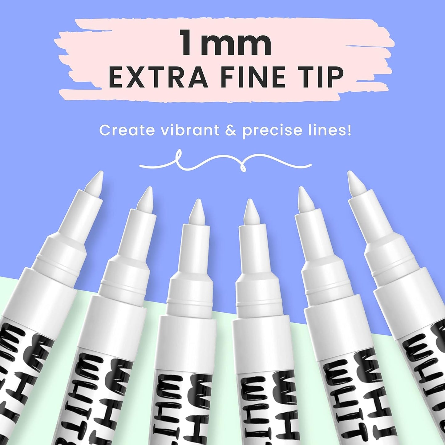 Chalkola White Chalk Markers Fine Tip (6 Pack, 1mm Extra Fine Point) - Dry Erase Liquid Chalk Pens for Chalkboard, Blackboard, Car Window, Bistro, Glass, Board, Calendar - White Chalkboard Markers